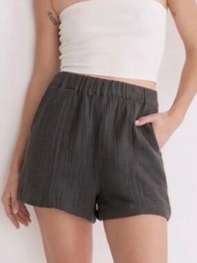 Madewell 100% cotton Double Gauze Pull-On Shorts Dark Gray / Charcoal S
